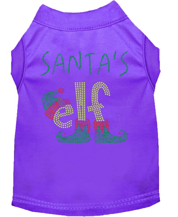 Santa's Elf Rhinestone Dog Shirt Purple XS